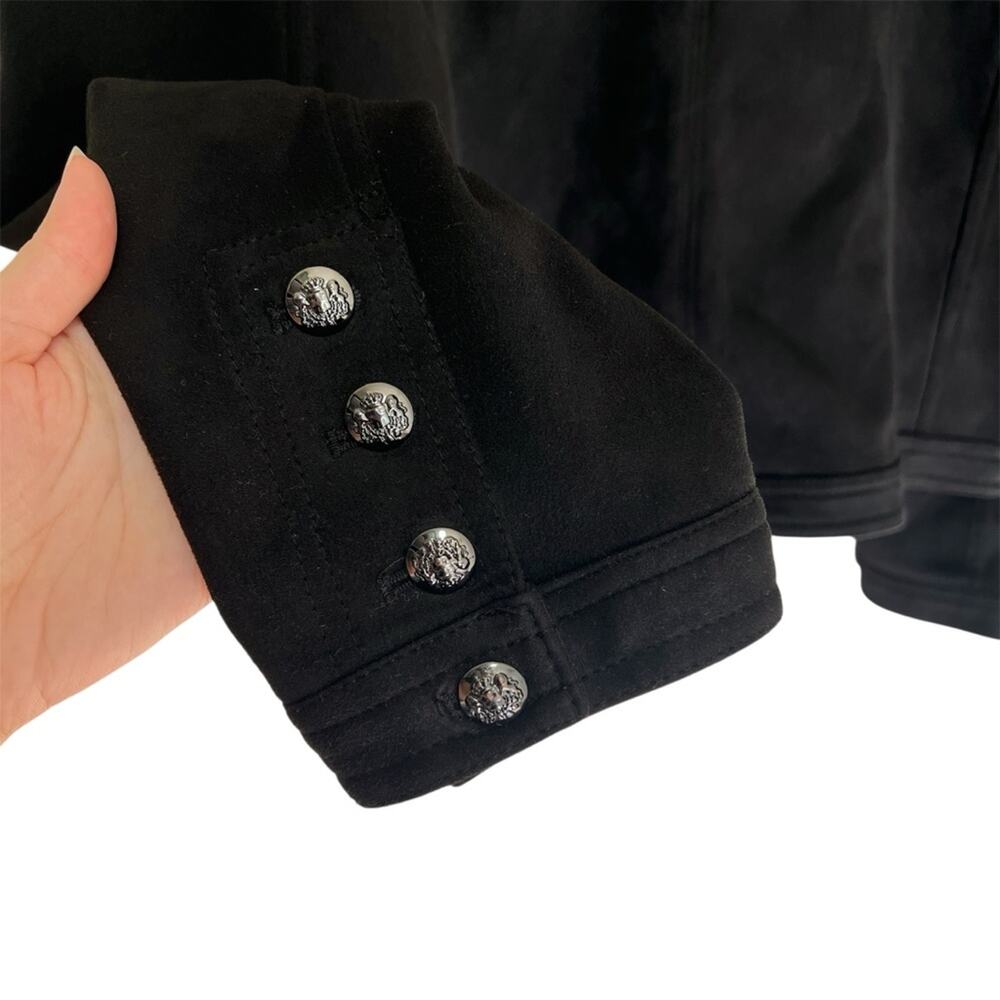Carmen Marc Valvo Black Faux Suede Utility Jacket Large - Picture 4 of 9